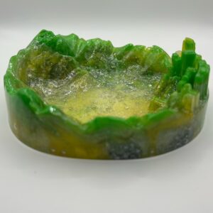 Green and silver mountain ashtray